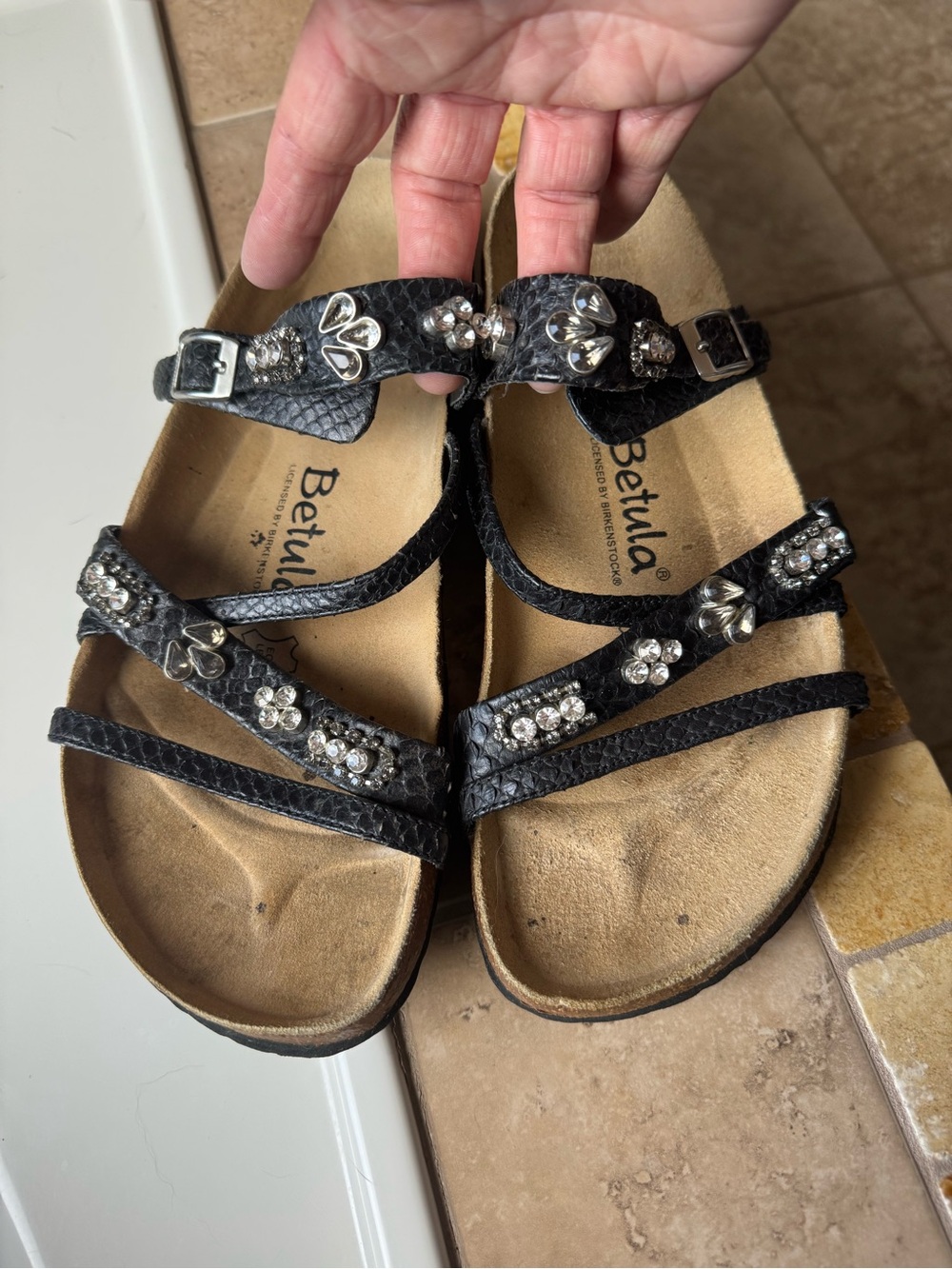 Betula Black Reptile-Texture Adjustable Sandal - Licensed by Birkenstock - Picture 10 of 11